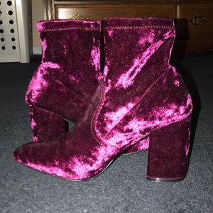 Maroon Crushed Velvet Sock Booties